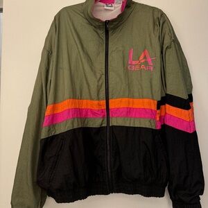 L.A. Gear Olive, Pink, and Orange Windbreaker